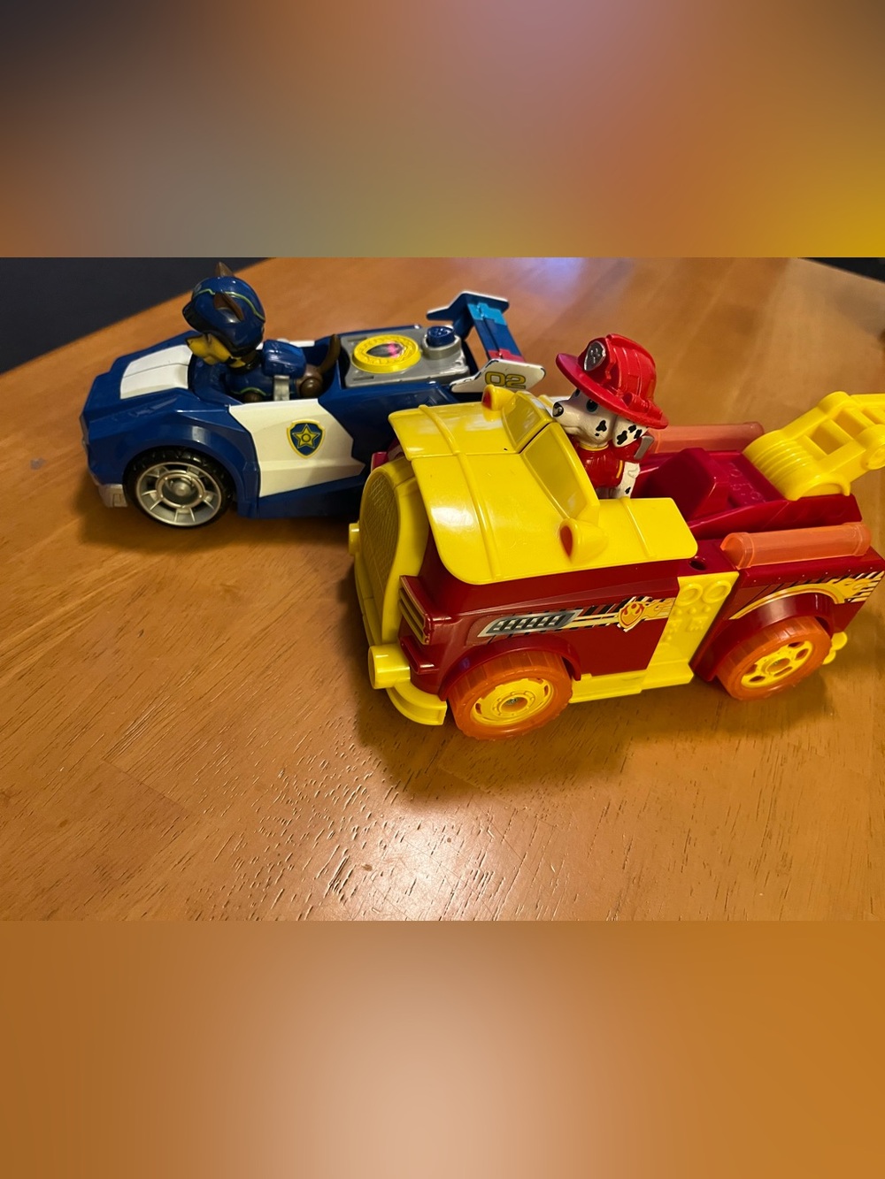 Paw Patrol Chase & Marshall Fire Truck and Blue Police Cruiser Duo w/ Figurines